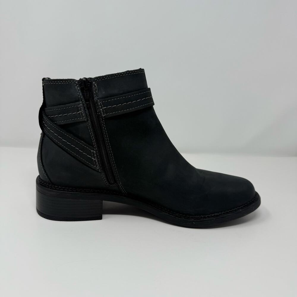 Clarks Collection Boots Women's 10 Black Leather Maye Strap Ankle Bootie Preppy - Picture 10 of 14